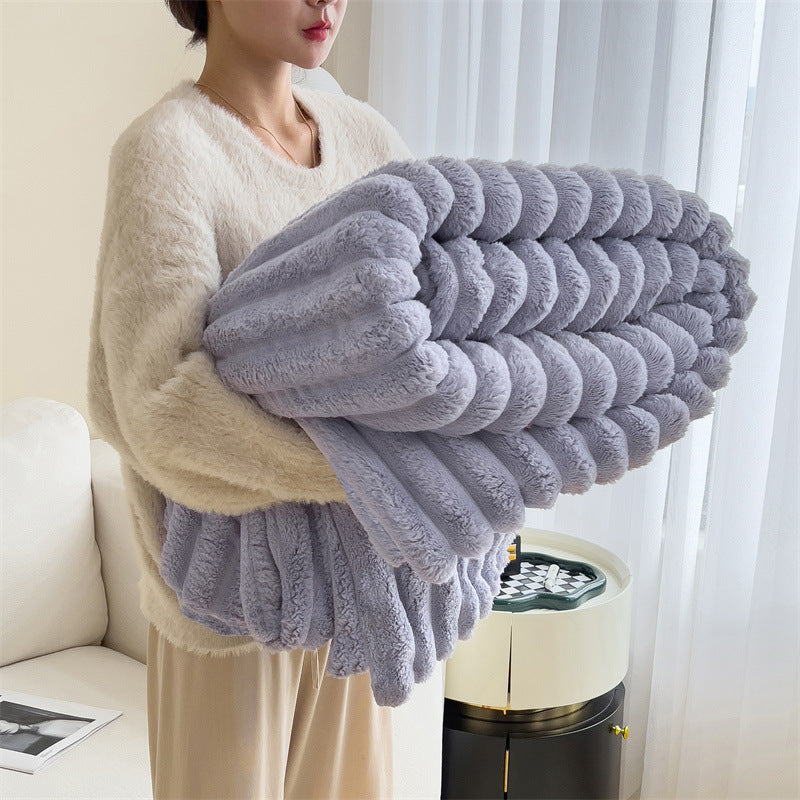 Thickened rabbit plush&milk velvet cover blanket