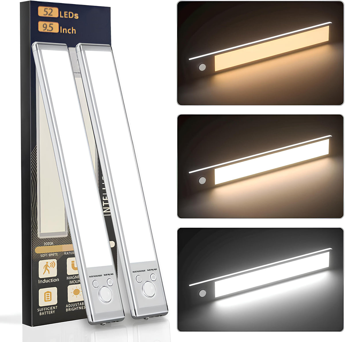 3-Color Lighting Punch-free Smart Sensor Magnetic Rechargeable LED Lights