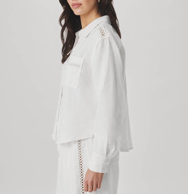 Linen Trim Button Top