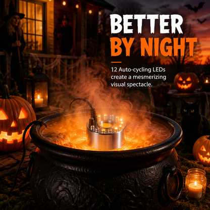 12-LED Ultrasonic Mist Maker Fogger – Creates cool mist & colourful light – Perfect for humidifiers, fountains or Halloween decor – runs quietly in water