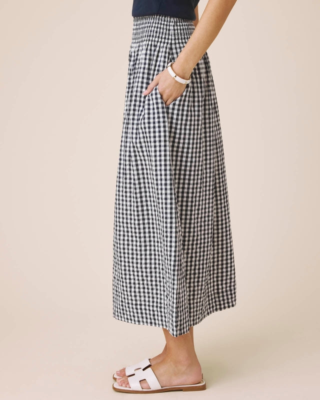 Structured Gingham Midi Skirt