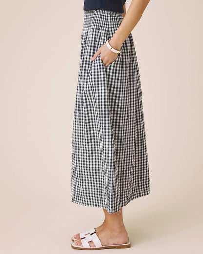 Structured Gingham Midi Skirt