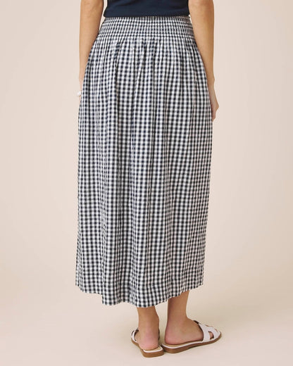 Structured Gingham Midi Skirt
