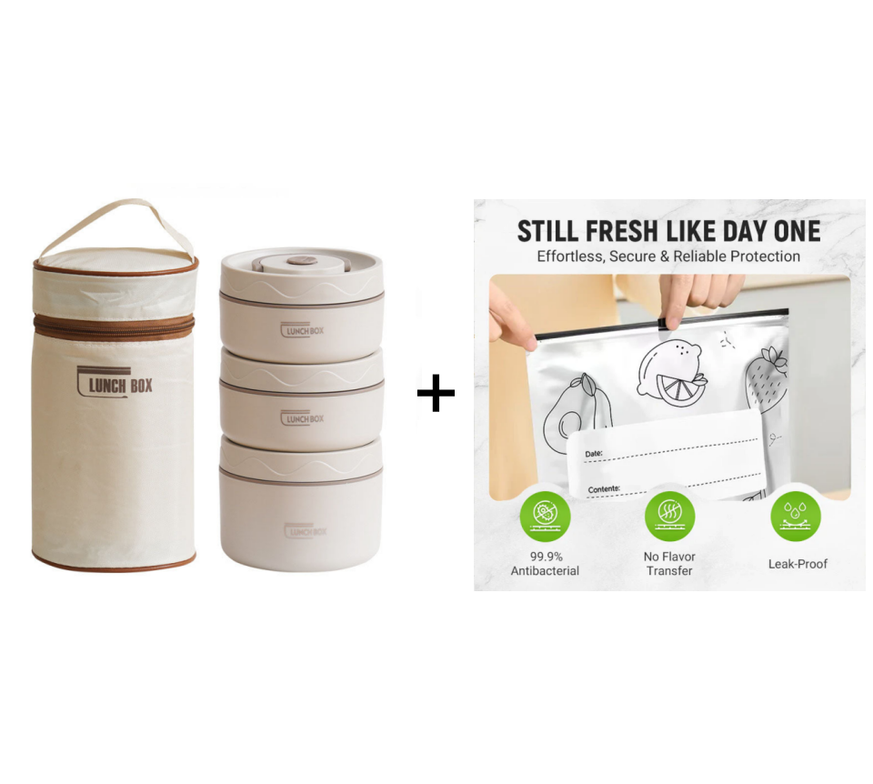 Microwaveable Stainless Steel Insulated Lunch Box Set