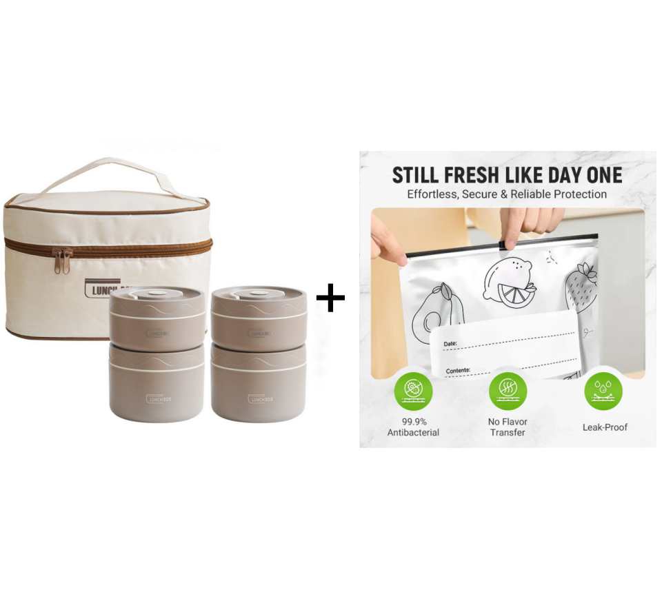 Microwaveable Stainless Steel Insulated Lunch Box Set