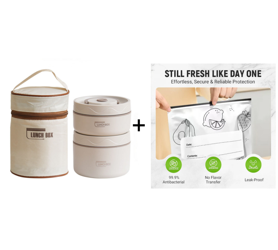 Microwaveable Stainless Steel Insulated Lunch Box Set