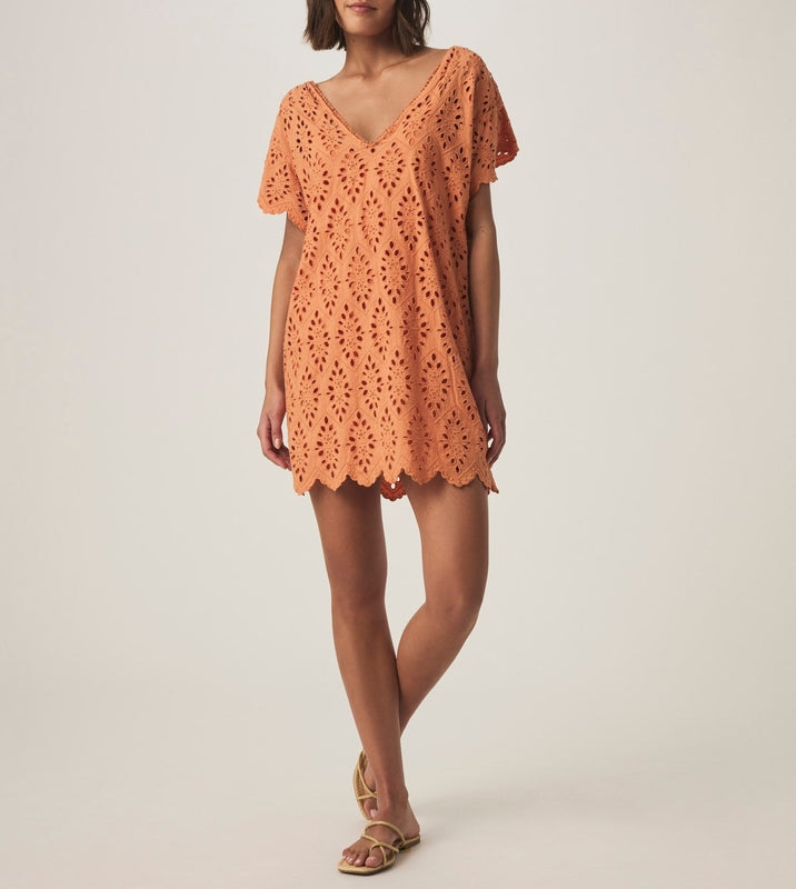 Structured Draped Eyelet Dress