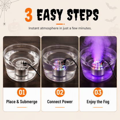 12-LED Ultrasonic Mist Maker Fogger – Creates cool mist & colourful light – Perfect for humidifiers, fountains or Halloween decor – runs quietly in water