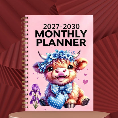 2030 Monthly Planner Cute Highland Cow 5-Year Calendar | Large Monthly Blocks for Long-Term Planning