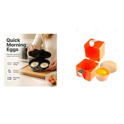 Microwave Egg Poacher——Dual‑cavity, non‑stick & easy clean. Healthier than frying – stock up & save!