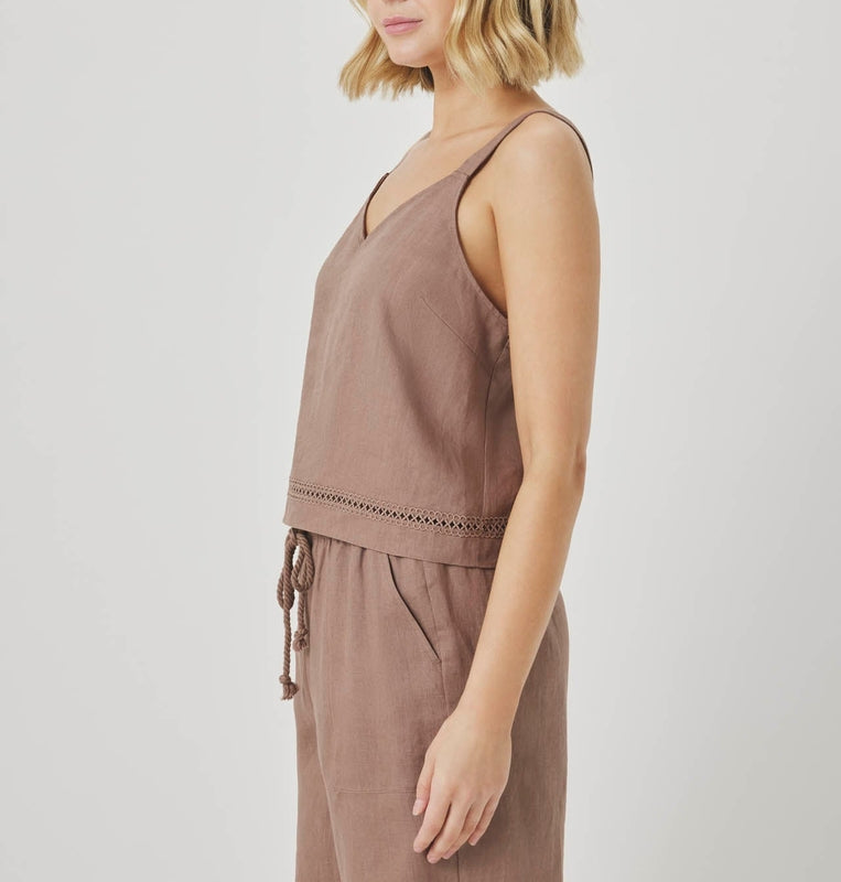 Linen Trim Tank Top