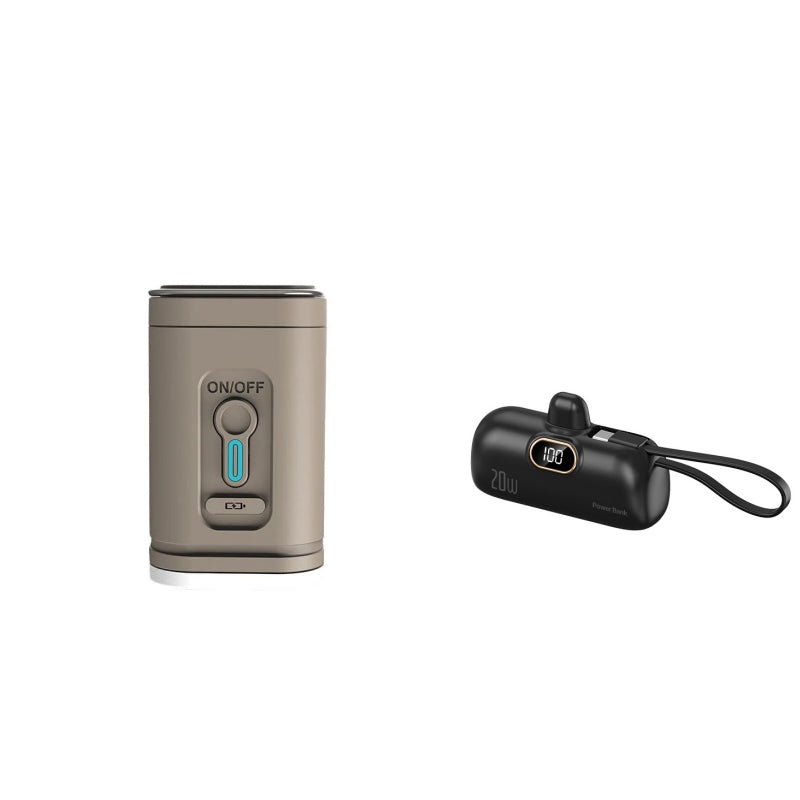 Rechargeable Camping Air Pump – LED Light, Fast Inflation, Compact –