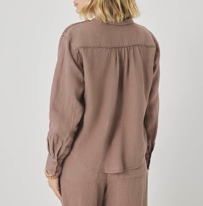 Linen Trim Button Top