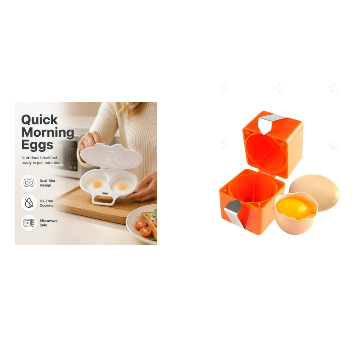 Microwave Egg Poacher——Dual‑cavity, non‑stick & easy clean. Healthier than frying – stock up & save!