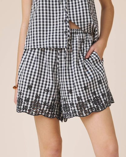 Draped Gingham  Shorts