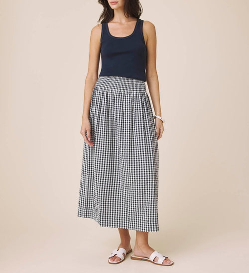 Structured Gingham Midi Skirt
