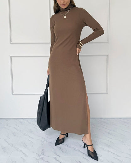 Balanced Rib Turtleneck Dress