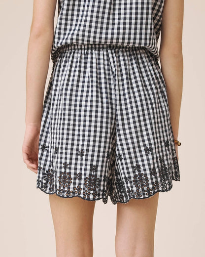 Draped Gingham  Shorts