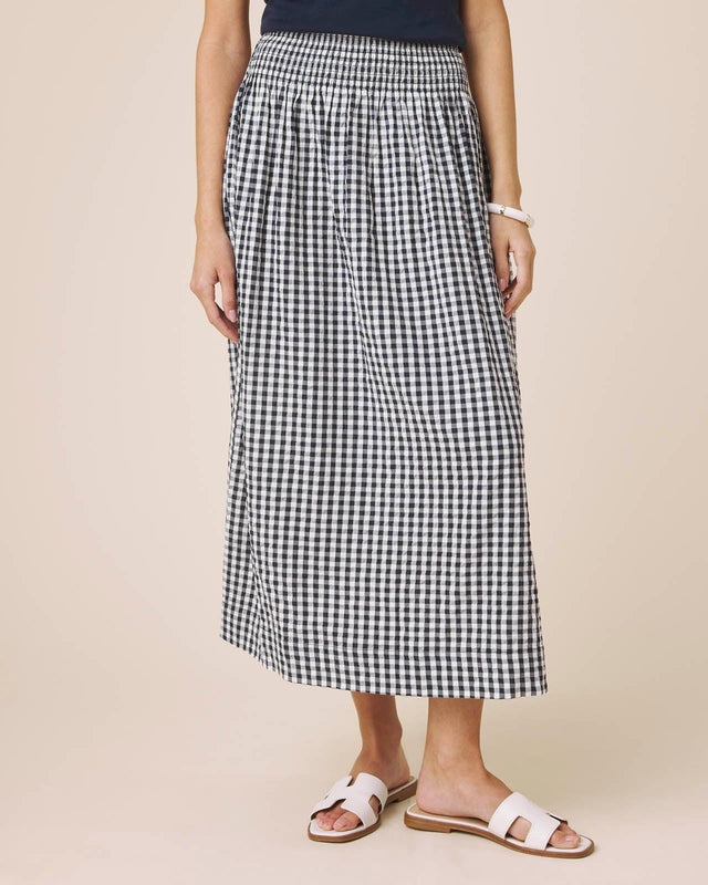 Structured Gingham Midi Skirt
