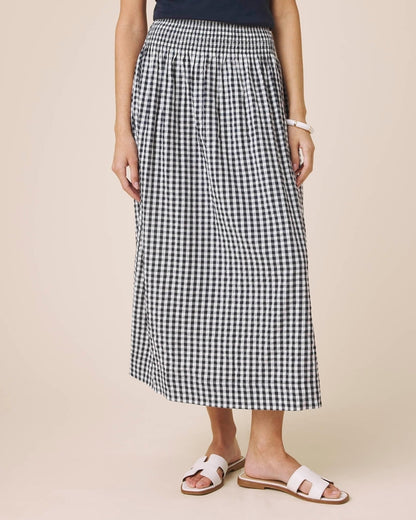 Structured Gingham Midi Skirt