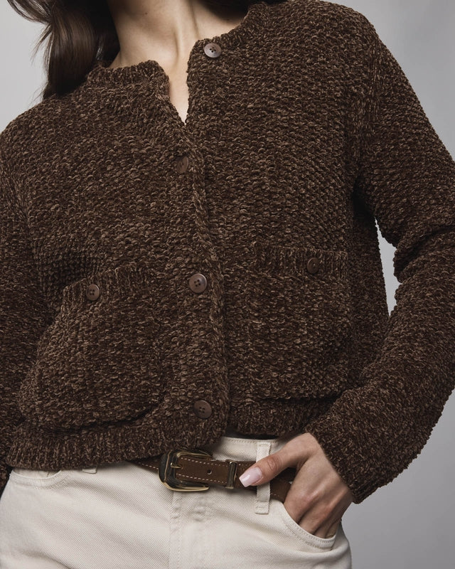 Relaxed Chenille Crop Cardigan