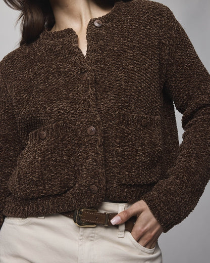 Relaxed Chenille Crop Cardigan