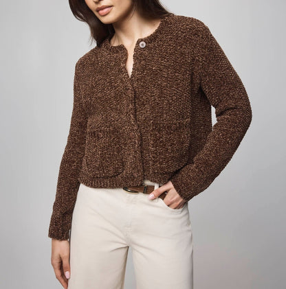 Relaxed Chenille Crop Cardigan