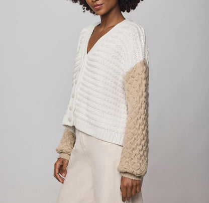 Structured Draped Bobble Cardigan