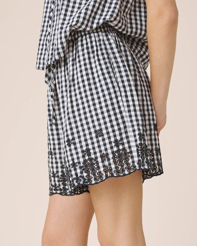 Draped Gingham  Shorts