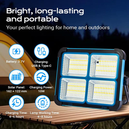 Portable Solar Work Light with 4 Lighting Modes