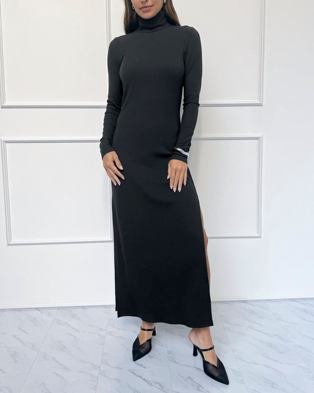 Neat Rib Turtleneck Dress