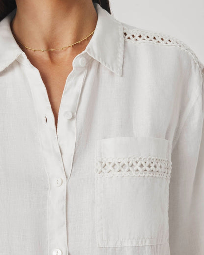 Linen Trim Button Top