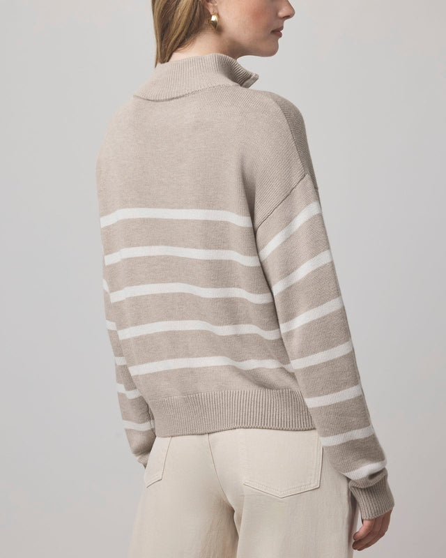 Stripe Quarter Zip Sweater