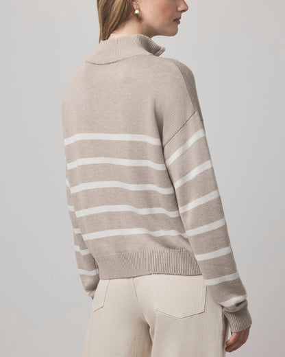 Stripe Quarter Zip Sweater