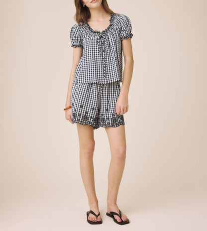 Draped Gingham  Shorts