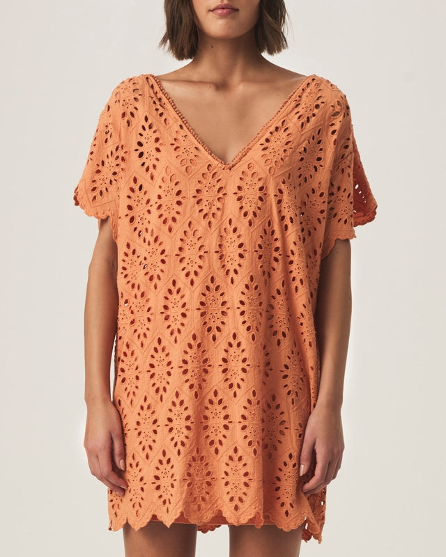 Structured Draped Eyelet Dress