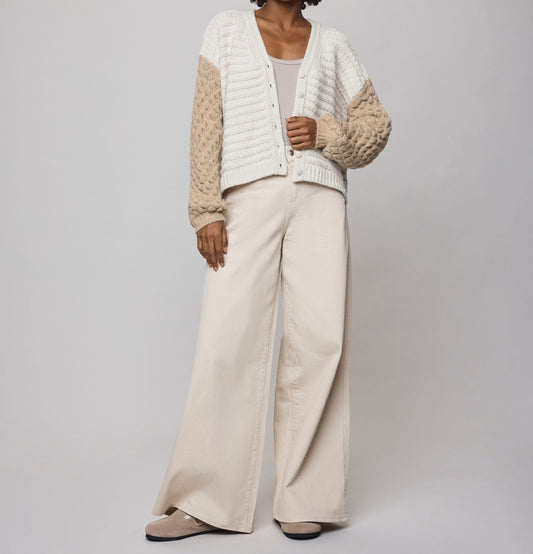 Structured Draped Bobble Cardigan