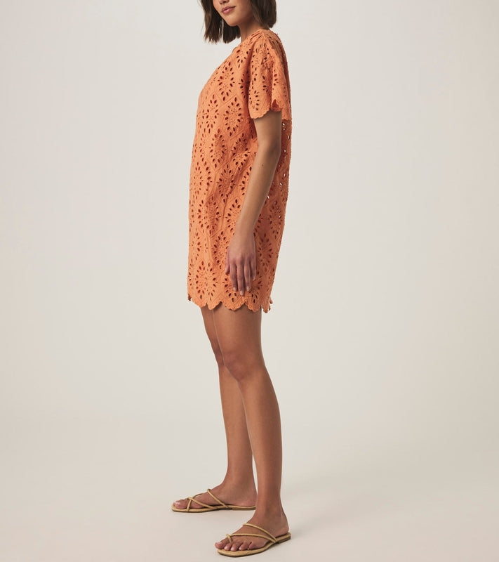 Structured Draped Eyelet Dress