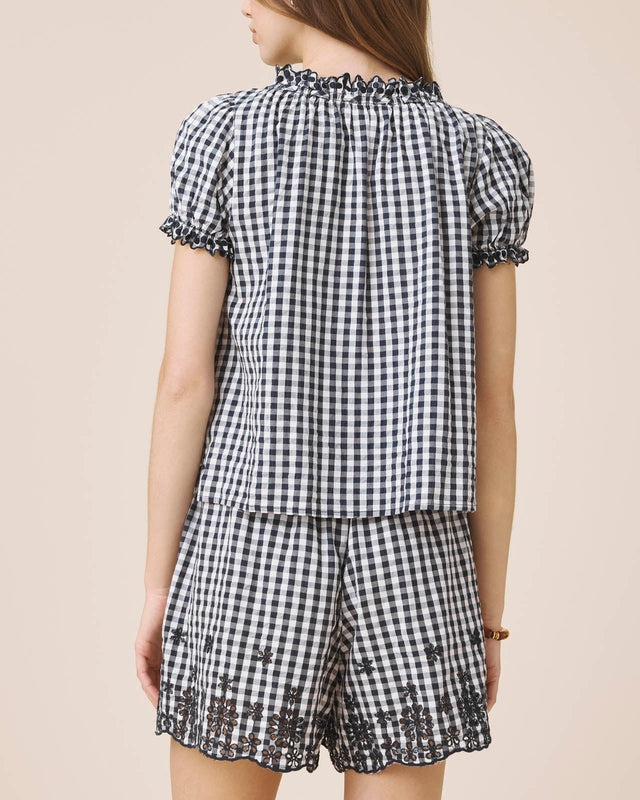 Layered Gingham Sleeve Top