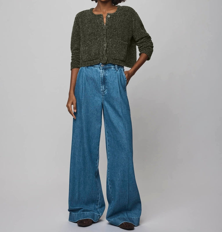 Relaxed Chenille Crop Cardigan