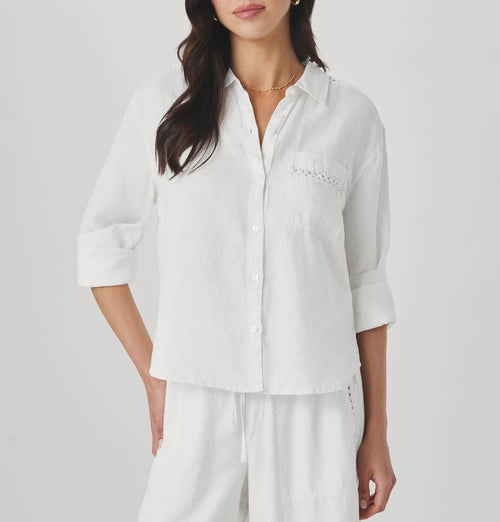 Linen Trim Button Top