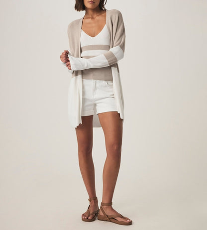 Draped Stripe Open Cardigan