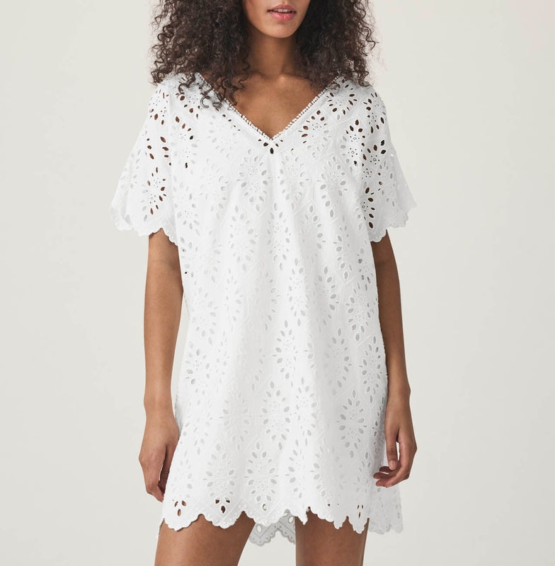 Structured Draped Eyelet Dress