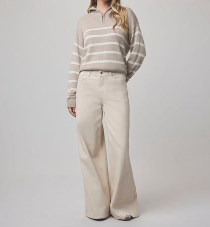 Stripe Quarter Zip Sweater