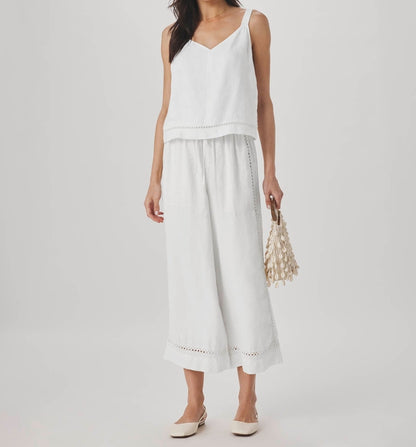 Linen Trim Tank Top