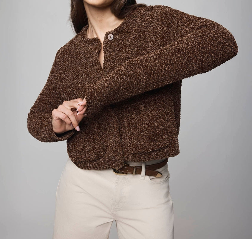 Relaxed Chenille Crop Cardigan