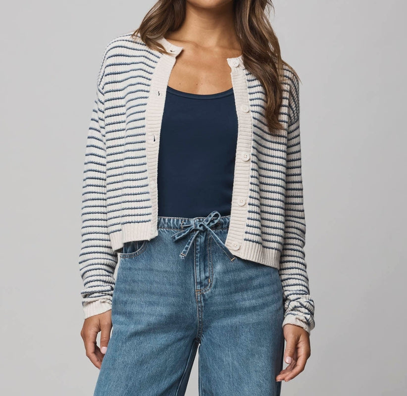Casual Stripe Crop Cardigan