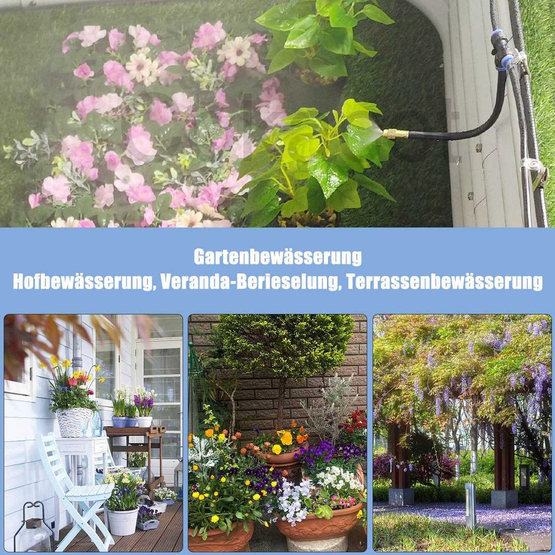 Automatic 360° curved garden irrigation syste