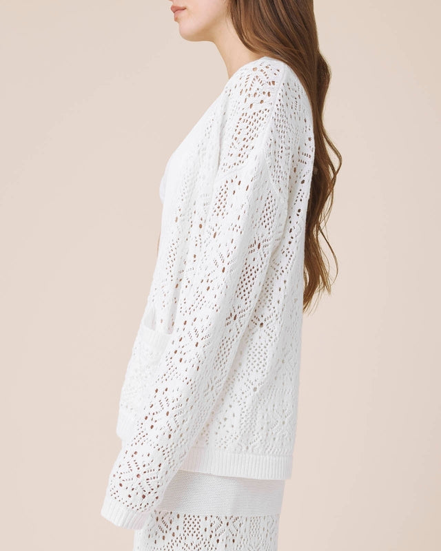 Airy Crochet Open Cardigan