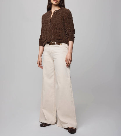 Relaxed Chenille Crop Cardigan